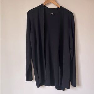 Eileen Fisher | 100% Wool Open Front Cardigan Sweater in Solid Black | Size M